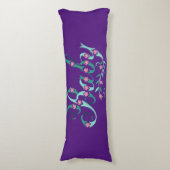 Mooie babyblauwe Paarse roze bloemen Lichaamskussen (Voorkant Verticaal)