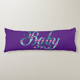 Mooie babyblauwe Paarse roze bloemen Lichaamskussen