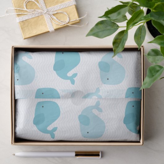 Mooie babyblauwe walvissen tissuepapier (Geschenk)