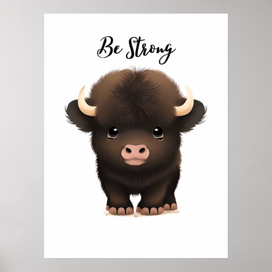 Mooie babybuffel muurprint voor de kinderkamer poster (Voorkant)