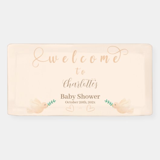 Mooie babyduif babyshower banner (Horizontaal)