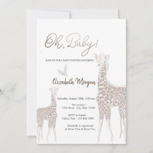 Mooie Babygiraffe Baby Shower Kaart