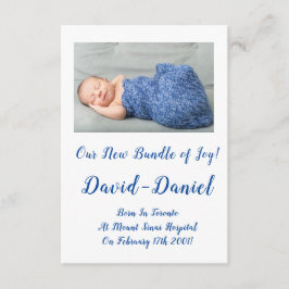 Mooie babyjongen aankondigingskaart informatiekaartje