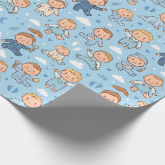 Mooie babyjongen nursery naadloos patroon cadeaupapier