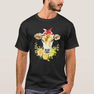 Mooie babykalf met hoofdband gele bloemen koe t-shirt