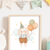 Mooie babykamer witte konijn wolken en sterren poster