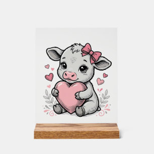 Mooie Babykoe Hart Vintage Gravure Shirt Ontwerp Acryl Bord