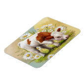 Mooie babykoe in een veld met madeliefjes bloemen magneet (Linkerzijde)