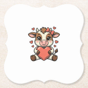 Mooie babykoe met hart vintage gravure shirt kartonnen onderzetters