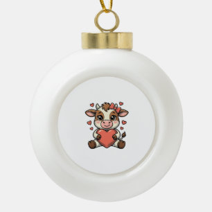 Mooie babykoe met hart vintage gravure shirt keramische bal ornament