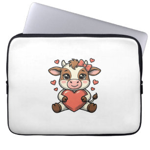 Mooie babykoe met hart vintage gravure shirt laptop sleeve