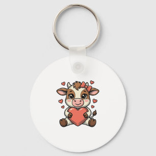 Mooie babykoe met hart vintage gravure shirt sleutelhanger