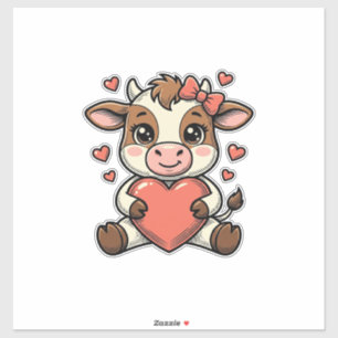 Mooie babykoe met hart vintage gravure shirt sticker