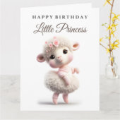 Mooie babylam in een rok ,roze jurk met bloemen kaart (Gele Bloem)