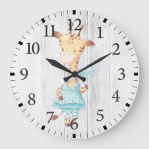 Mooie babymeisjes giraf wandklok