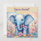 Mooie babyolifant in een pasteltuin kaart (Voorkant)