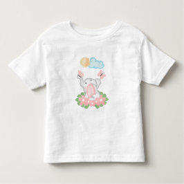 Mooie babyolifant met roze bloemen kinder shirts