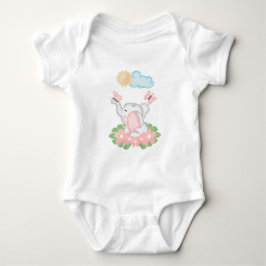 Mooie babyolifant met roze bloemen romper