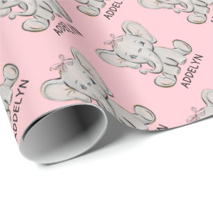 Mooie babyolifant Roze naam voor kleine meisjes  W Cadeaupapier