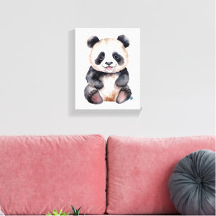 Mooie babypanda aquarel canvas afdruk