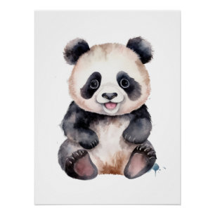 Mooie babypanda aquarel perfect poster