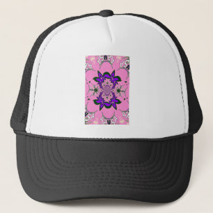 Mooie babyroze bloemige paarse schaduw motief kuns trucker pet
