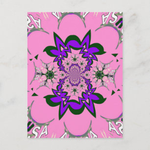 Mooie babyroze bloemmotief met paarse schaduw kuns briefkaart