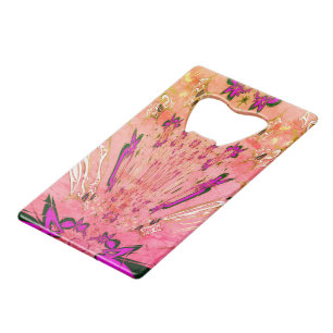 Mooie babyroze paarse tint motief monogram creditkaart flessenopener