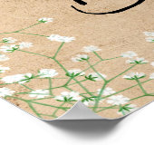 Mooie Baby's Breath Bloemen Rustische Doop Uitnodi Poster (Hoek)