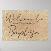 Mooie Baby's Breath Bloemen Rustische Doop Uitnodi Poster (Voorkant)