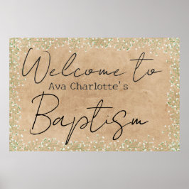 Mooie Baby's Breath Bloemen Rustische Doop Uitnodi Poster