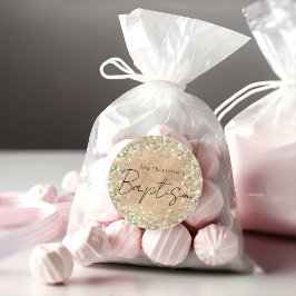 Mooie Baby's Breath Waterverf Bloemen Boho Doop Ronde Sticker