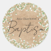 Mooie Baby's Breath Waterverf Bloemen Boho Doopfee Ronde Sticker (Voorkant)