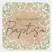 Mooie Baby's Breath Waterverf Bloemen Boho Doopfee Vierkante Sticker (Voorkant)