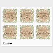 Mooie Baby's Breath Waterverf Bloemen Boho Doopfee Vierkante Sticker (Vel)