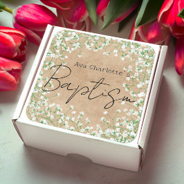 Mooie Baby's Breath Waterverf Bloemen Boho Doopfee Vierkante Sticker