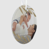 Mooie baby's eerste kerstfoto met botanische foto ornament (voorkant)