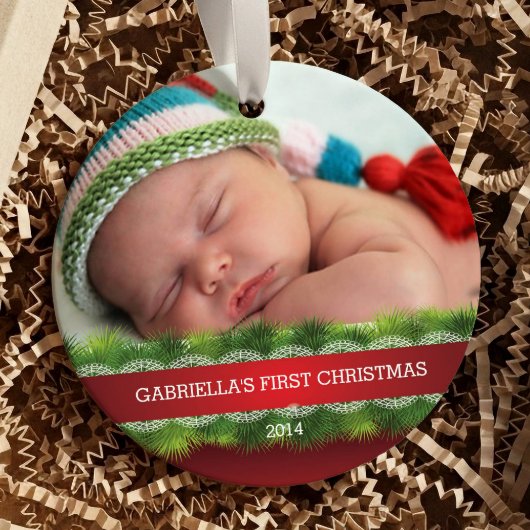 Mooie Baby's Eerste Kerstfoto Ornament