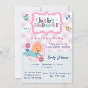 Mooie babyshower uitnodiging template - Blauw & Ro