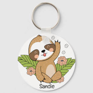 Mooie babyslooth Aangepaste naam Sleutelhanger