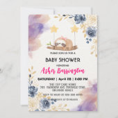 Mooie babyslooth kleurrijke bloem babyshowerfeestj kaart (Voorkant)