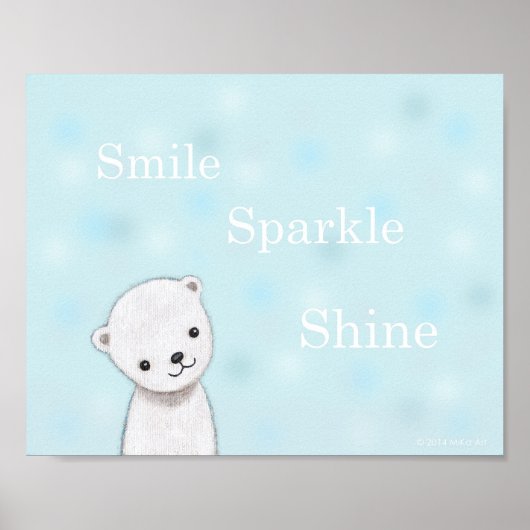 Mooie babysposter met ijsbeer in pastelkleuren voo poster (Voorkant)