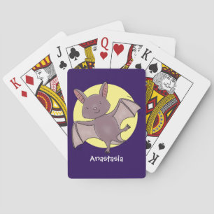 Mooie babyvleermuis vliegende cartoonillustratie pokerkaarten