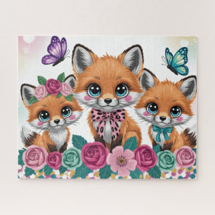 Mooie babyvos met bloemen legpuzzel