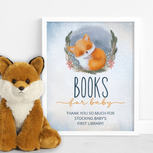 Mooie babyvos Sneeuwige winterboeken voor baby Poster