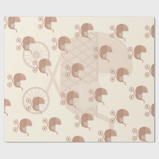 Mooie babywagen cadeaupapier (Vlak)
