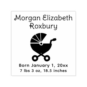 Mooie babywagen geboorteaankondiging details #4  zelfinktende stempel