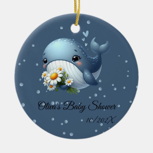 Mooie babywalvis baby shower versiering keramisch ornament (Voorkant)