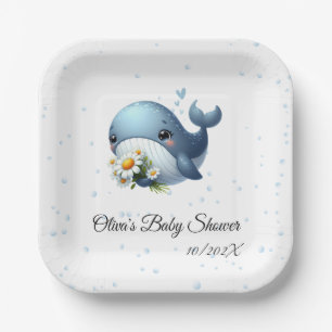 Mooie babywalvis babyshower papieren bord