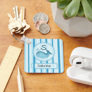 Mooie babywalvis blauwe strepen sleutelhanger
